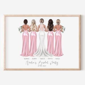 Personalised Bridal Party Print, Bride & Bridesmaids Print, Bridal Gift, Bridesmaid Gift, Wedding Keepsake, Custom Bridesmaid Print