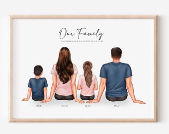 Gepersonaliseerde familieprint, familiecadeau, housewarmingcadeau, aandenken cadeau, Moederdagcadeau, cadeau voor mama, cadeau voor papa, onze familieprint