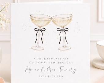 Personalised Wedding Card for Couple, Mr and Mrs Card, Modern Minimal Wedding Card, Custom Names Wedding Card, Elegant Wedding Card