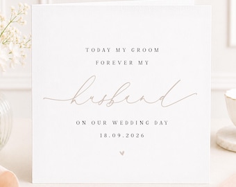 Personalised Husband Wedding Card, To My Groom Card, Modern Minimal Wedding Card, Custom Names Wedding Card, Elegant Wedding Card