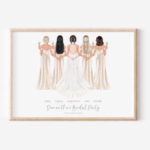 Personalised Bridal Party Print, Bride & Bridesmaids Print, Bridal Gift, Bridesmaid Gift, Wedding Keepsake, Custom Bridesmaid Print