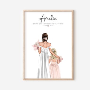 Personalised Flower Girl Print, Bridal Gift, Bridesmaid Gift, Wedding Keepsake, Custom Bridesmaid Print, Flower Girl Gift
