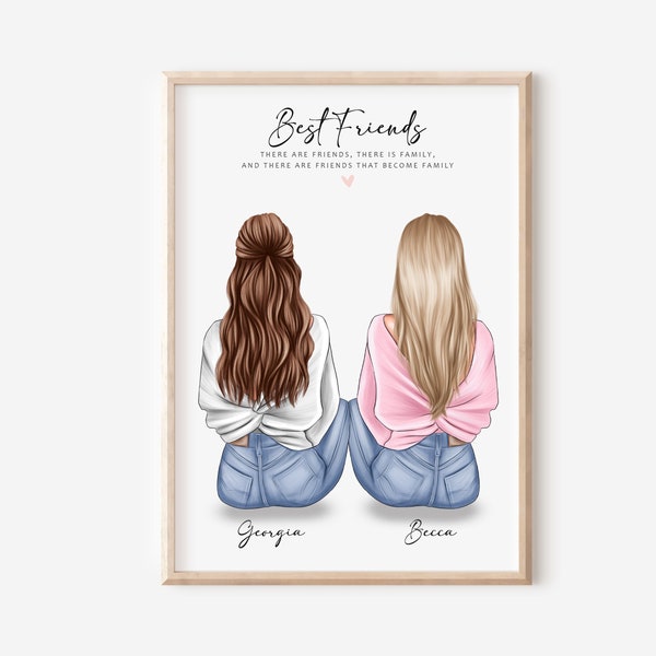 Personalised Best Friend Print, Best Friend Gift, Friendship Gift, Keepsake, Birthday Bestie Gifts, Birthday Gift for Her