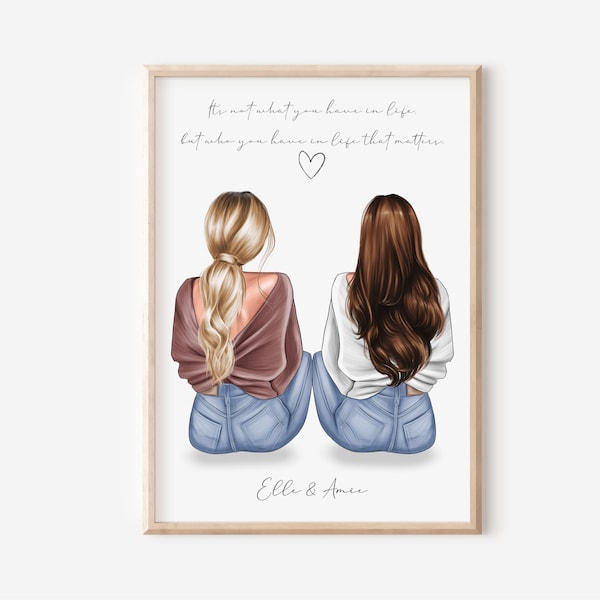 Gepersonaliseerde beste vriend print, beste vriend cadeau, vriendschapscadeau, aandenken, verjaardag Bestie geschenken, verjaardagscadeau voor haar