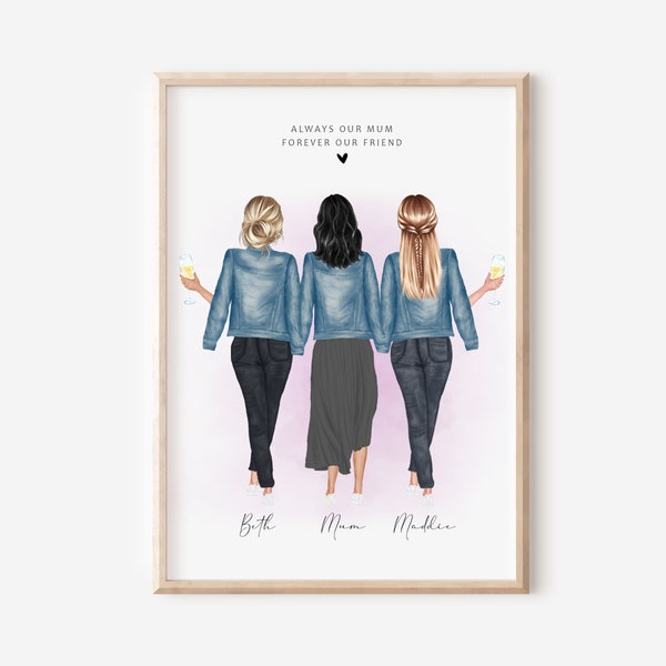 Personalised Mum Print, Mothers Day Gift, Gift for Mum, Mum Birthday Gift, Mother Daughter Print, Mom & Daughter Gift, Mothers Day Keepsake
