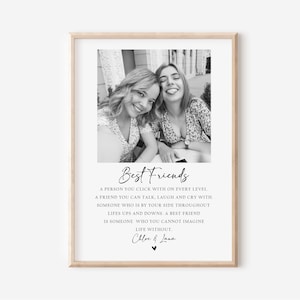Personalised Best Friend Photo Print, Best Friend Gift, Friendship Gift, Keepsake, Birthday Bestie Gifts, Birthday Gift for Her