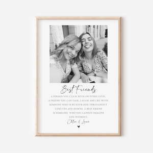 Personalised Best Friend Print, Best Friend Gift, Friendship Gift,  Keepsake, Birthday Bestie Gifts, Birthday Gift for Her 