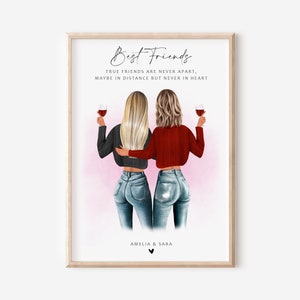 Personalised Best Friend Print, Best Friend Gift, Friendship Gift, Keepsake, Birthday Bestie Gifts, Birthday Gift for Her
