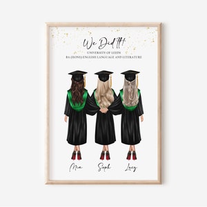 Personalised Graduation Print, Graduation Friends Gift, University Graduation Print, Gifts For Her, Custom Graduation Gift