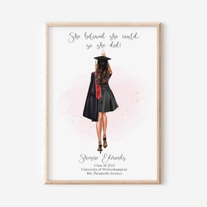 Personalised Graduation Print, Graduation Gift, University Graduation Print, Gifts For Her, She Believed She Could Custom Graduation Gift