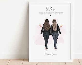 Impression personnalisée pour soeur, cadeau meilleur ami, cadeau d'amitié, souvenir, cadeaux d'anniversaire bestie, cadeau soeur, cadeaux pour soeur, cadeau soeur