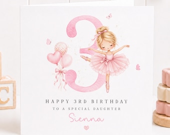 Personalised Ballerina Birthday Card for Girl, Ballet Birthday Card, Any Age Birthday Card, Daughter Niece Granddaughter Card