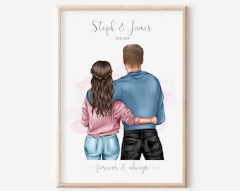 Personalised Couple Print, Valentines Day Gift, Customised Couple Gift, Boyfriend & Girlfriend Print, Anniversary Print, Couples Gift