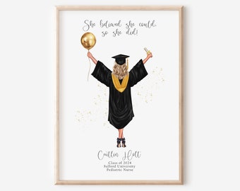 Personalised Graduation Print, Graduation Gift, University Graduation Print, Gifts For Her, Custom Graduation Gift