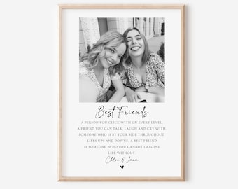 Personalised Best Friend Photo Print, Best Friend Gift, Friendship Gift, Keepsake, Birthday Bestie Gifts, Birthday Gift for Her