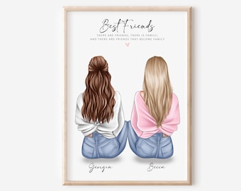 Personalised Best Friend Print, Best Friend Gift, Friendship Gift, Keepsake, Birthday Bestie Gifts, Birthday Gift for Her