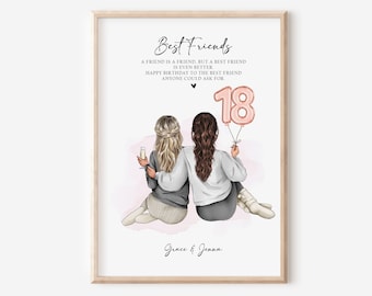 Personalised Best Friend Print, 18th Birthday Best Friend Gift, Friendship Gift, Keepsake, Birthday Bestie Gifts, Birthday Gift for Her