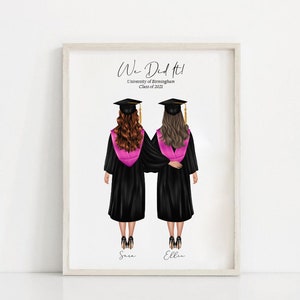 Personalised Graduation Print, Graduation Friends Gift, University Graduation Print, Gifts For Her, Custom Graduation Gift