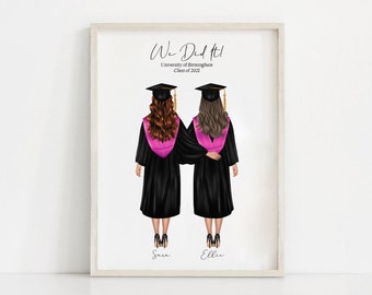 Personalised Graduation Print, Graduation Friends Gift, University Graduation Print, Gifts For Her, Custom Graduation Gift