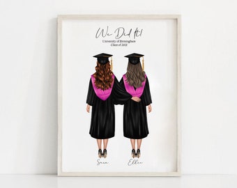 Personalised Graduation Print, Graduation Friends Gift, University Graduation Print, Gifts For Her, Custom Graduation Gift