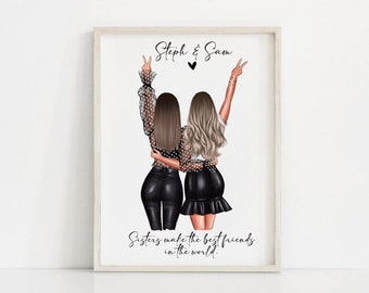 Impression personnalisée pour soeur, cadeau meilleur ami, cadeau d'amitié, souvenir, cadeaux d'anniversaire bestie, cadeau soeur, cadeaux pour soeur