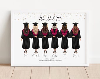 Personalised Graduation Print, Graduation Friends Gift, University Graduation Print, Gifts For Her, Custom Graduation Gift