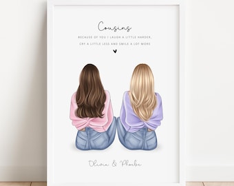 Personalised Cousin Print, Cousin Gift, Keepsake, Birthday Cousin Gifts, Birthday Gift for Her, Gifts For Cousins, Family Print Gift