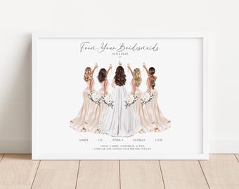 Personalised Bride Print, Custom Wedding Gift, Bride & Bridesmaid Print, Bridal Gift, Bridesmaid Gift, Wedding Keepsake, Bride Gift