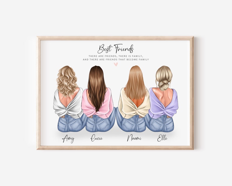 Personalised Best Friend Print, Best Friend Gift, Friendship Gift, Keepsake, Birthday Bestie Gifts, Birthday Gift for Her image 1