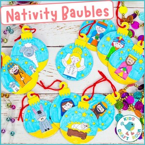 Christmas Nativity Baubles To Colour In