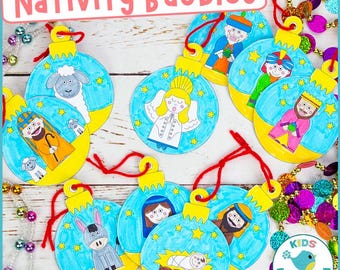 Christmas Nativity Baubles To Colour In