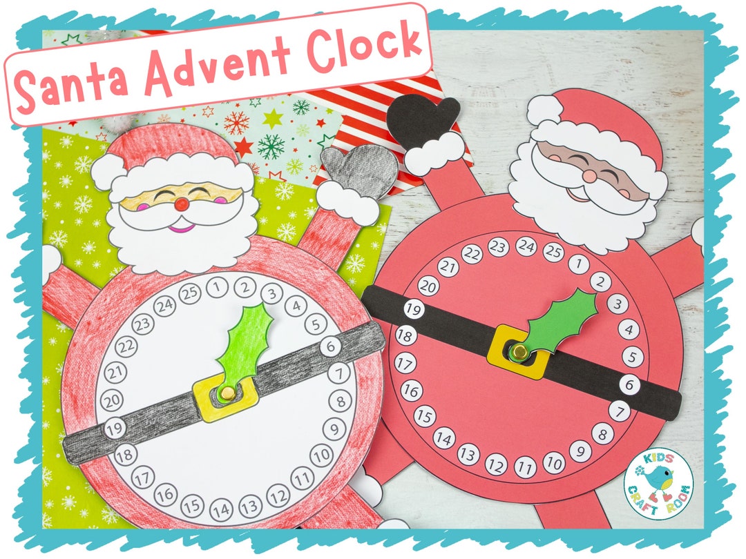 Santa Christmas Countdown Clock Advent Calendar Etsy
