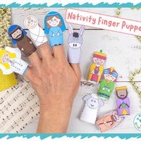 My Pocket Nativity Felt Finger Puppets - 6 Piece Set With Storage Pouch