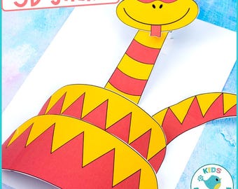 Lavoretto con il serpente in 3D: attività stampabile sui rettili (download digitale)