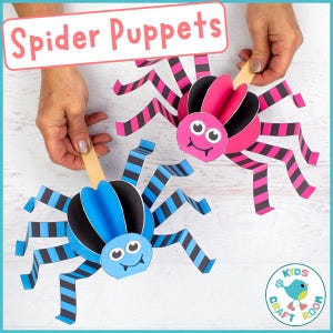Spider Puppets: Printable Craft Template (Digital Download)