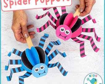 Spider Puppets: Printable Craft Template (Digital Download)