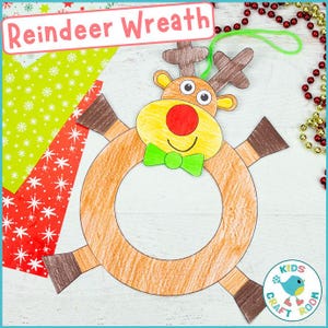 Reindeer Wreath Craft: Christmas Kids Activity (Digital Download)