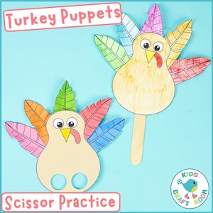 Scissor Practice Turkey Puppets