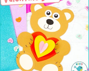 Valentine Bear Craft: Kids Heart Project (Digital Download)