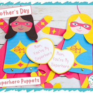 Fantoches de super-heróis para o dia das mães