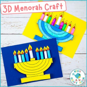 3D Menorah Craft and Hanukkah Cards