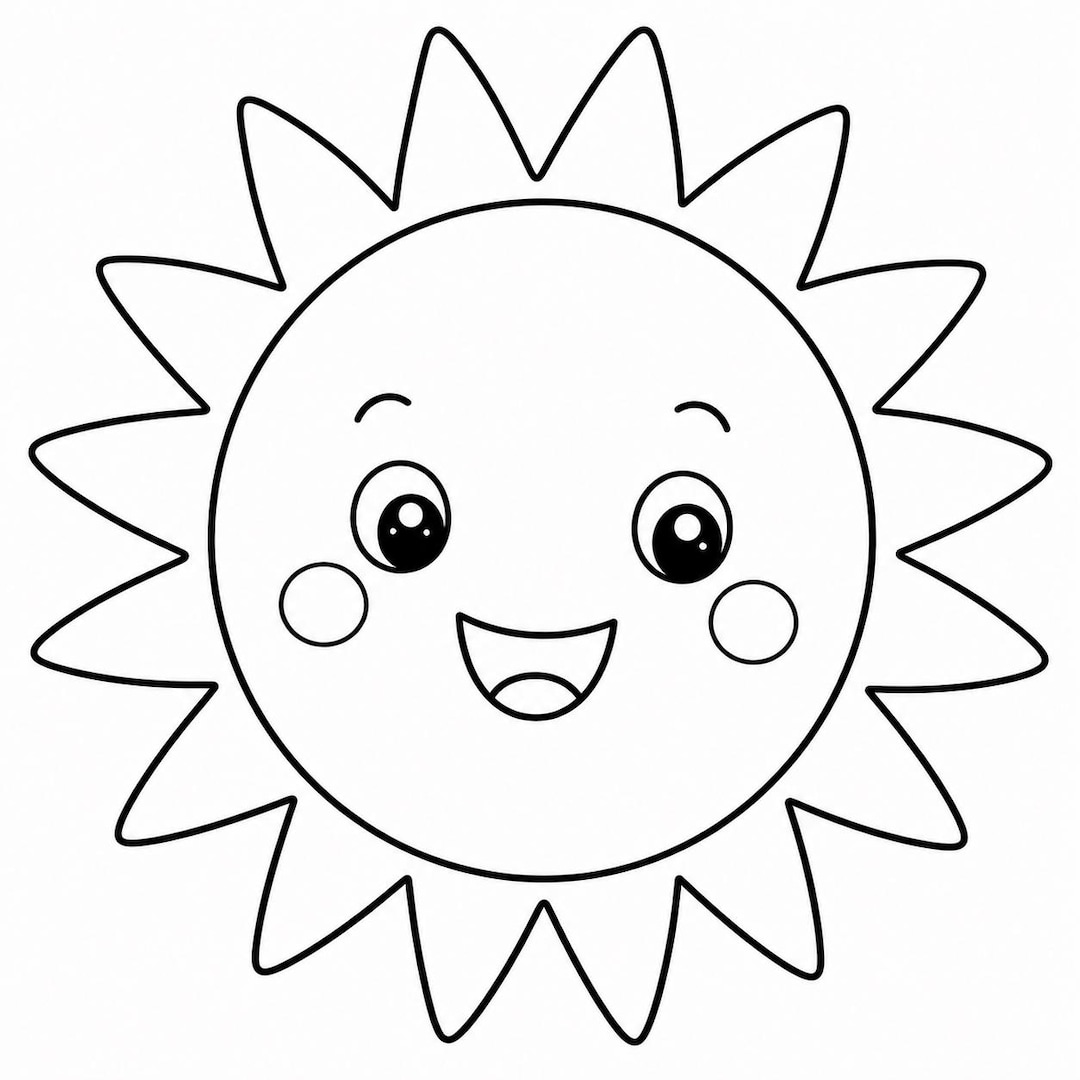Cute Sun Coloring Page for Kids | Printable Summer Activity | Instant ...