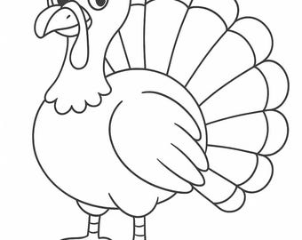 Cute Turkey Coloring Page | Thanksgiving Coloring Sheet | Fall Activity for Kids | Printable PDF