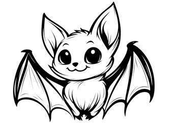 Cute Bat Coloring Page for Kids | Halloween Activity Printable | Easy Coloring Sheet
