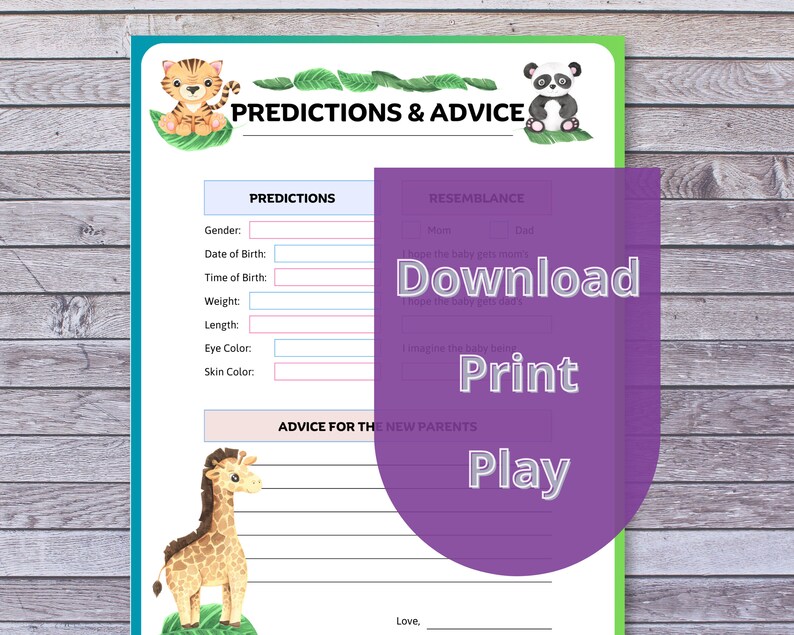 BABY SHOWER GAMES Tropical Animals Printable Word Search Baby Jeopardy
