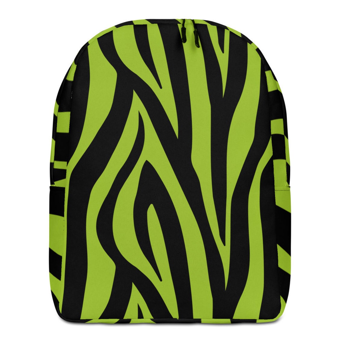 Lime Green Zebra Print Minimalist Backpack Etsy