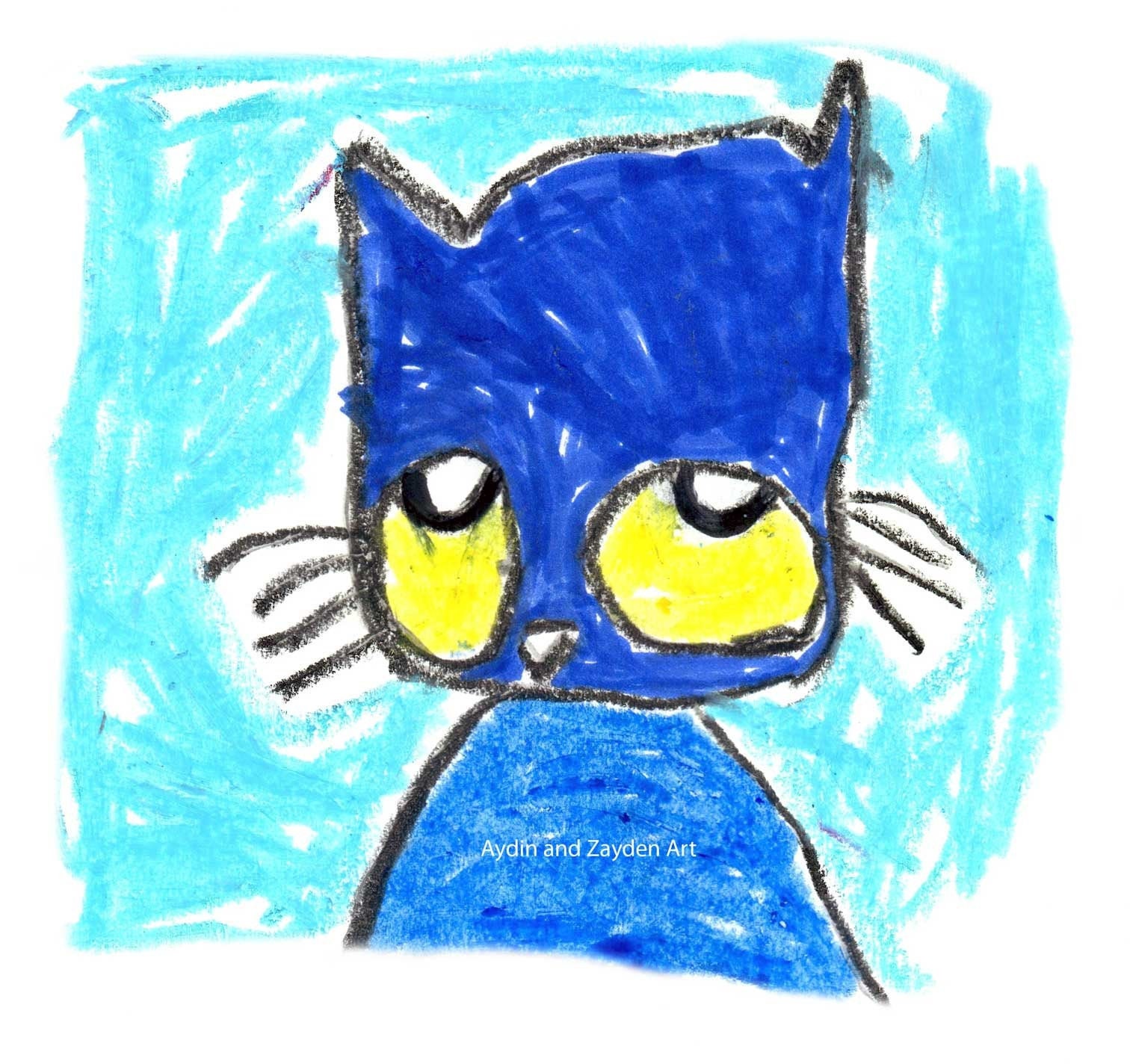 Pete the Cat Actual Kids Drawing | Etsy