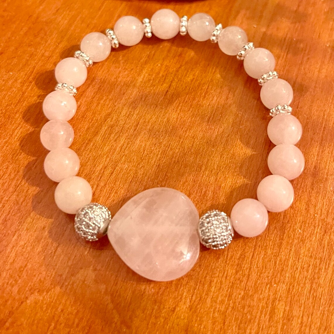 Handmade Natural Rose Quartz Bracelet Etsy