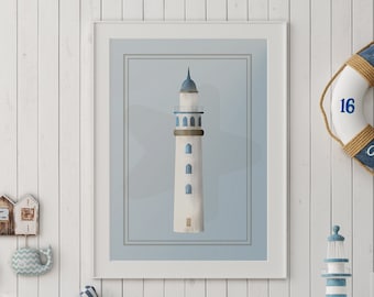 Faro Stampabile Wall Art / Coastal Wall Decor / Beach House Wall Decor / Nautical Wall Decor / Nautical Bathroom Art