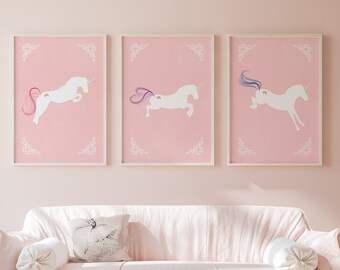 Unicorn Wall Art | Impression Licorne | Décor de pépinière de bébé fille | Girly Wall Art | Décor unicorne | Licorne Nursery Prints | Impression licorne arc-en-ciel